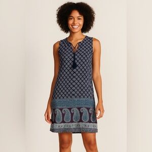 BeachLunchLounge Sleeveless Boho Tunic Dress Aquamarine Paisley Print Size M NWT